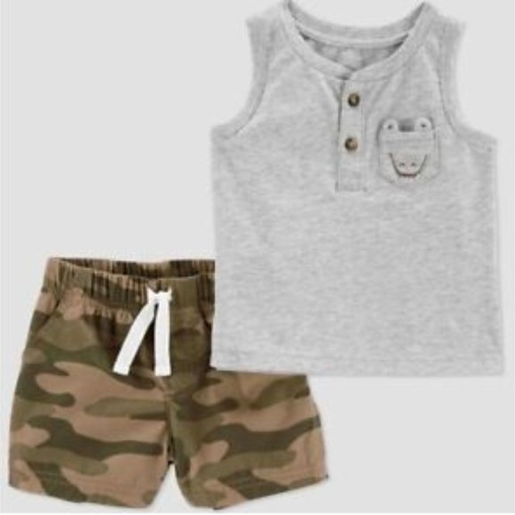 NWOT Carter's Just One You Baby Boys' Camo Top & Bottom Set Olive Size 6 Month - Picture 1 of 9